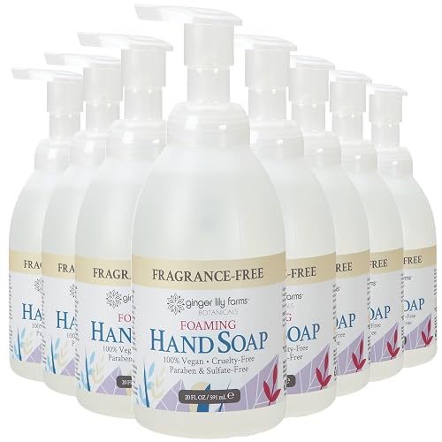 Ginger Lily Farms Botanicals All-Purpose Foaming Hand Soap Refill, Fragrance Free, 100% Vegan & Cruelty-Free, Unscented, 20 Fl Oz (Pack of 8) Beauty & Personal Care Ginger Lily Farms