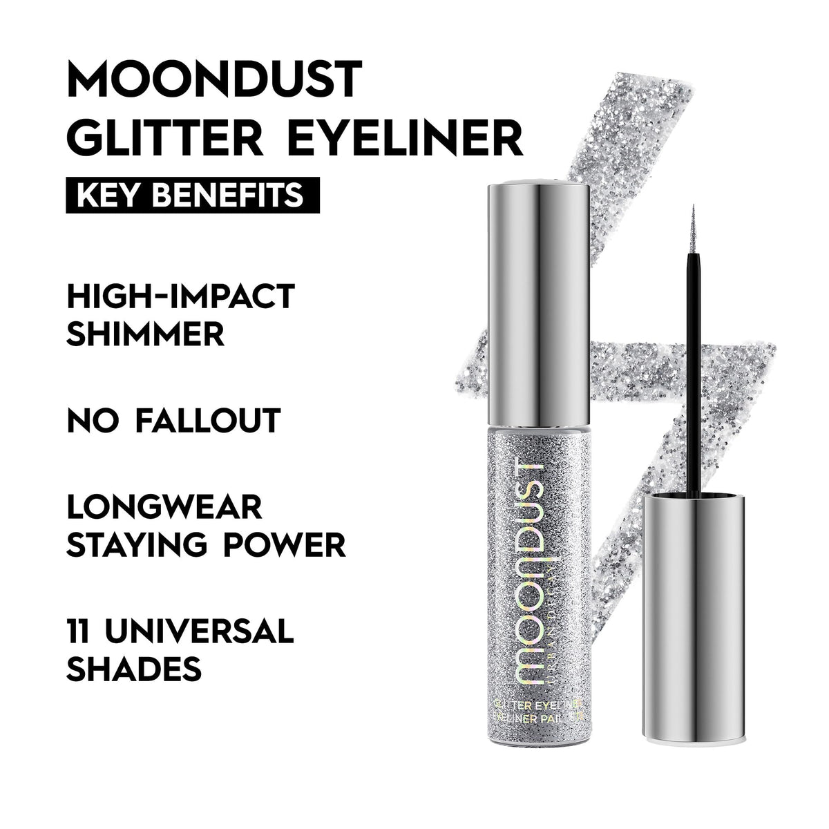 URBAN DECAY Moondust Liquid Glitter Eyeliner (Glamrock - Silver Glitter), Sparkly Eye Liner, Glitter Eyeshadow Topper, Universal Shimmering Shades, No Beauty & Personal Care URBAN DECAY