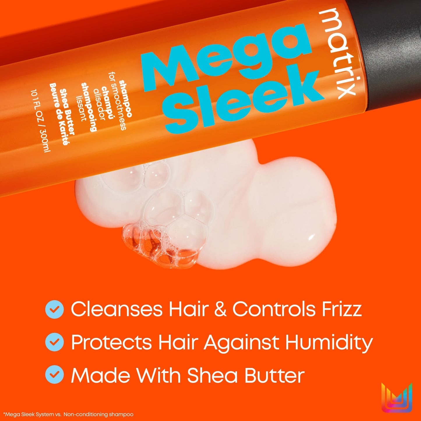 Matrix Mega Sleek Shampoo - Anti-Frizz Moisturizing Shampoo, Smoothing and Detangling, For Dry & Damaged Hair, Salon Professional Formula, With Shea Beauty & Personal Care MATRIX