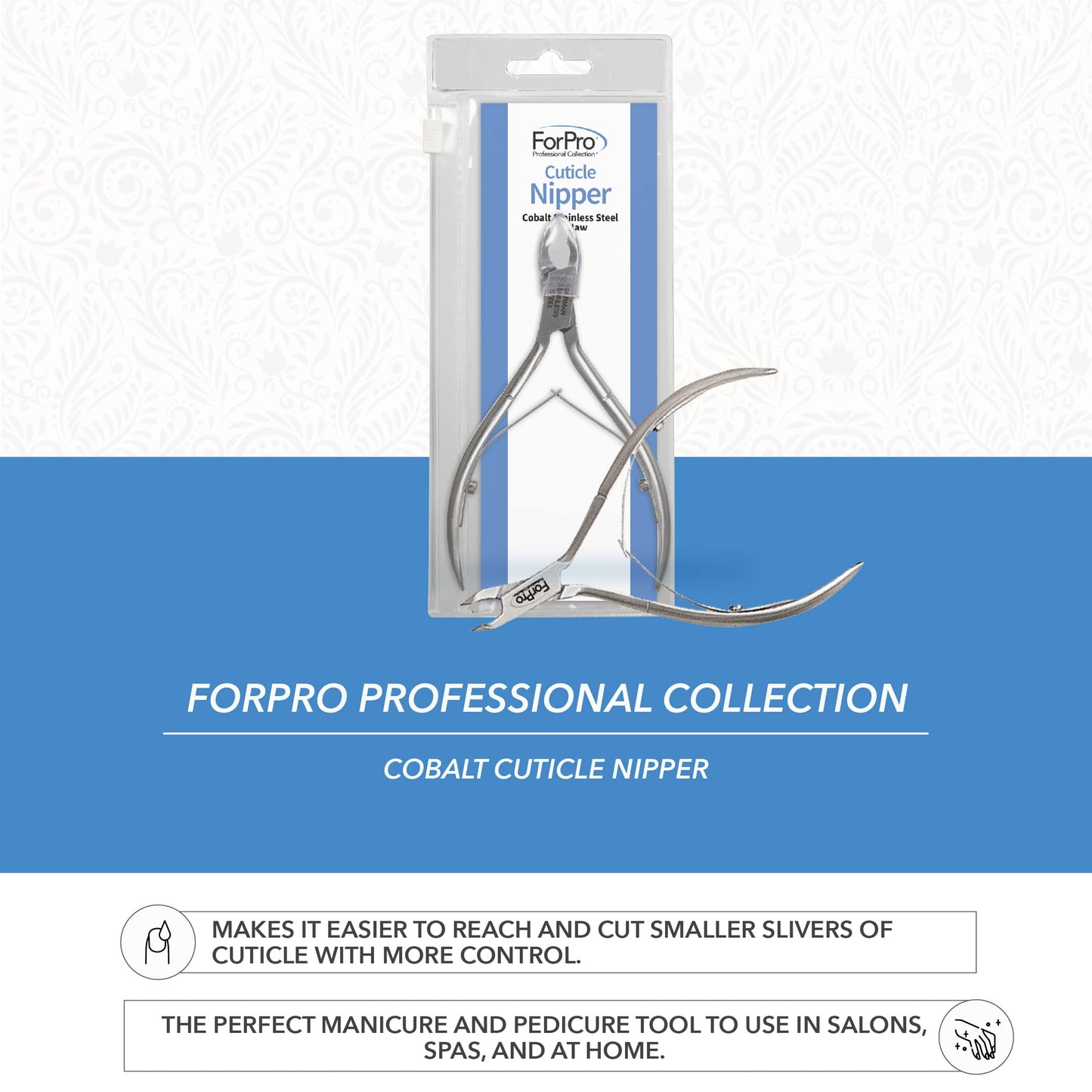ForPro Professional Collection Cobalt Cuticle Nipper, Stainless Steel Cuticle Nipper for Trimming Cuticles and Hangnails, ¼ Jaw Beauty & Personal Care ForPro Professional Collection