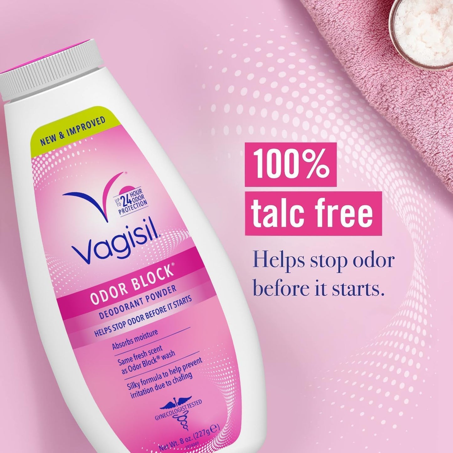 Vagisil Odor Block Deodorant Powder for Women, Helps to Prevents Chafing, Talc-Free, 8 Ounce (Pack of 1) Beauty & Personal Care Vagisil