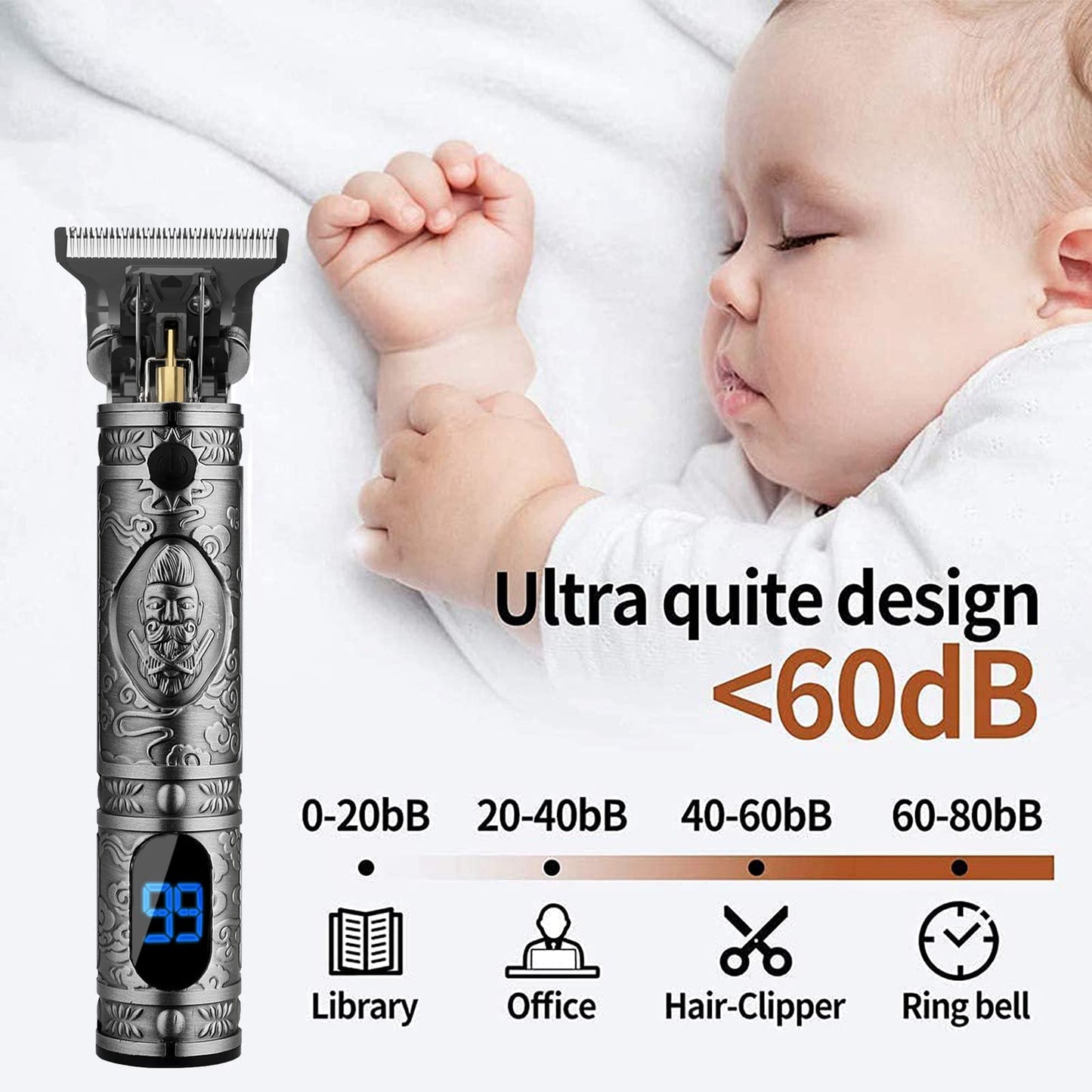 AMULISS Hair Clippers for Men Beard Trimmer Cordless Electric Shaver Razor for Men, Zero Gapped Grooming Kit Barber Clippers with LCD Display, Gift Beauty and Personal Care AMULISS