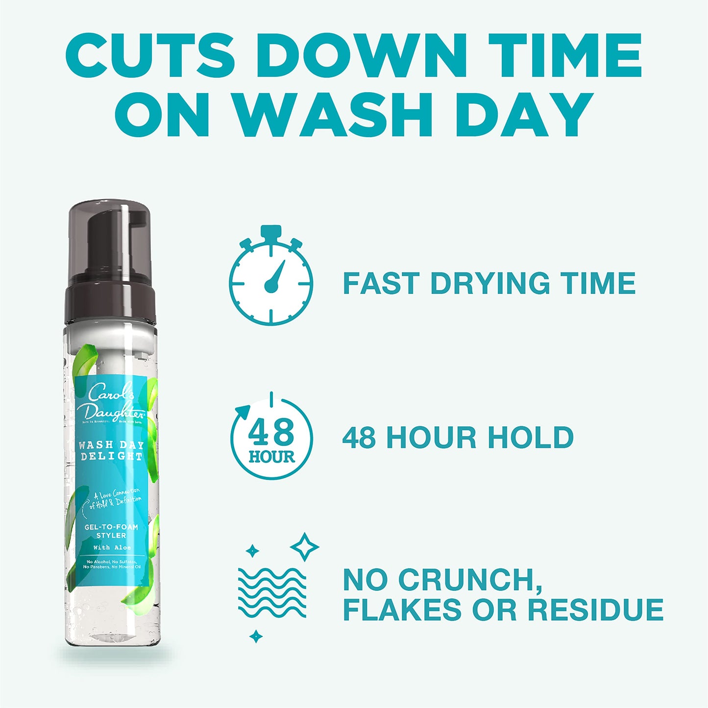 Carol's Daughter Wash Day Delight Hair Gel to Foam Mousse Styler and Hair Detangler for Curls with Aloe, Natural-looking Hold 8.5 fl oz Beauty & Personal Care Carol's Daughter