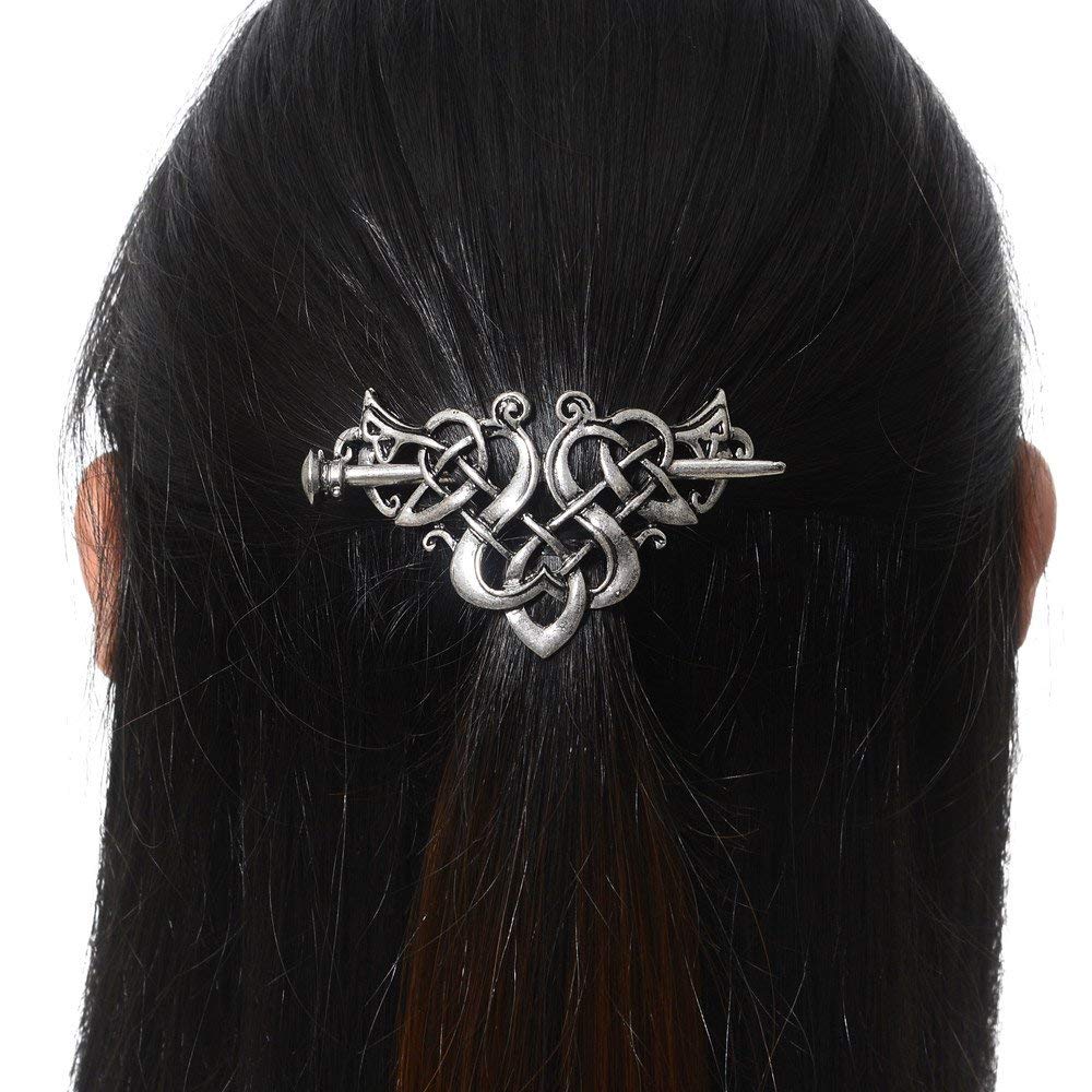 Viking Celtic Hair Sticks Hairpin-Viking Hair Clip Men Antique Silver Hair Sticks Hairpin Triangle Clips for Long Hair Stick Slide Irish Hair Beauty & Personal Care LQQQL