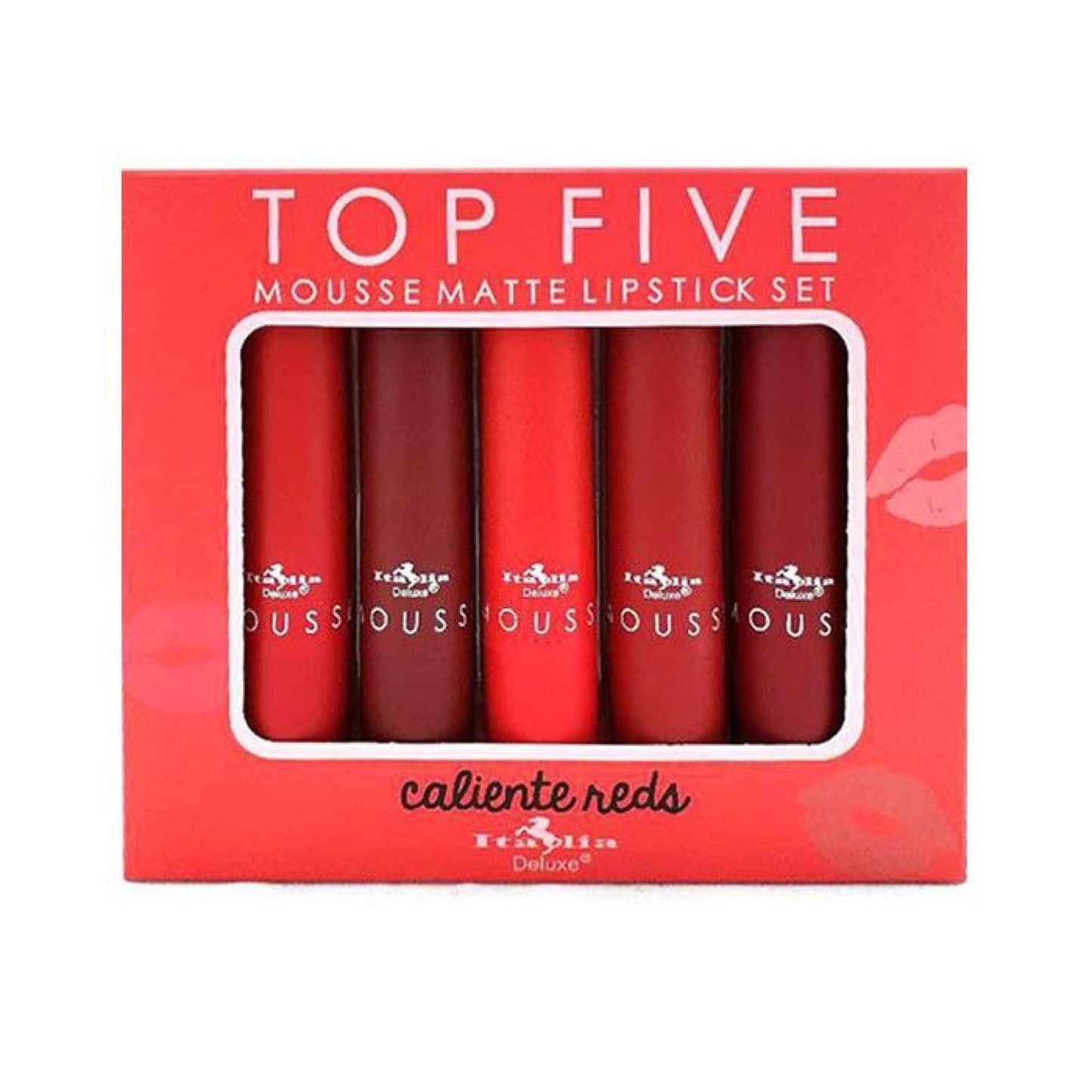 Italia Deluxe Top Five Mousse Matte Lipstick Set Caliente Reds Beauty & Personal Care Italia Deluxe