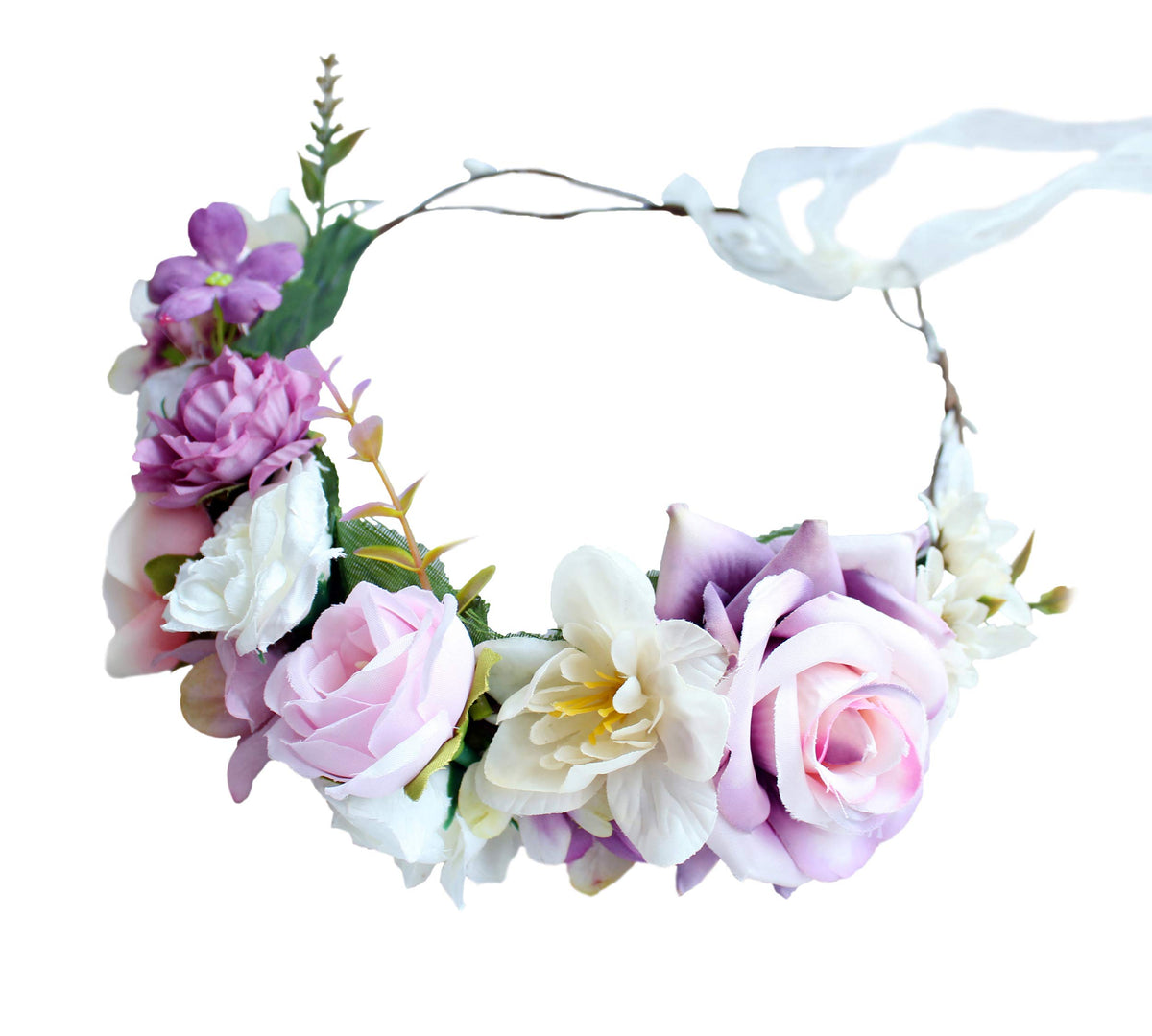 LLinfflr Rose Flower Crown Garland Headband Floral Halo Headpiece Boho Pink
