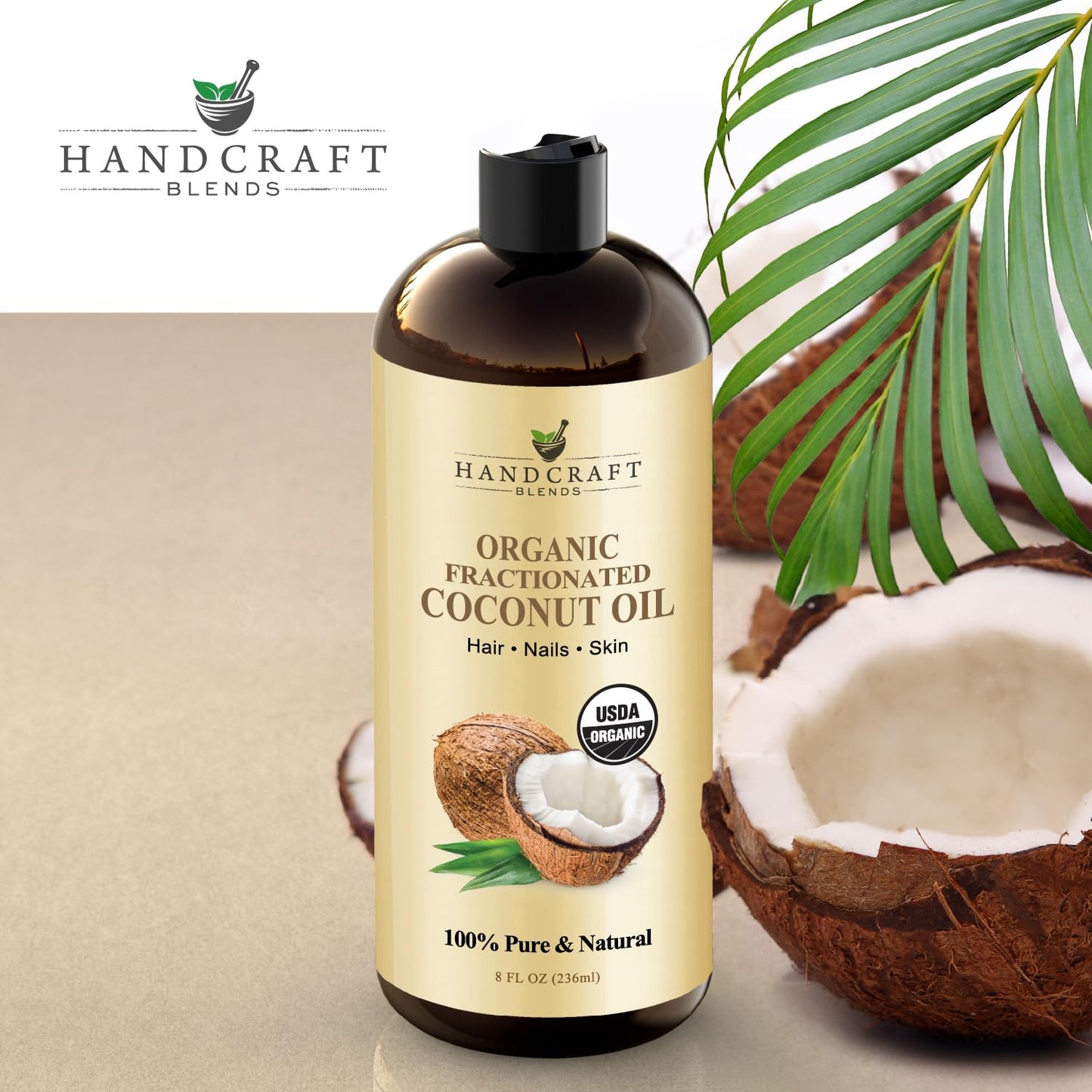 Handcraft Blends Organic Fractionated Coconut Oil - 100% Pure and Natural - Bath & Body Oil - Premium Grade Carrier Oil - Skin - Hair - Body - Massage Beauty and Personal Care Handcraft Blends