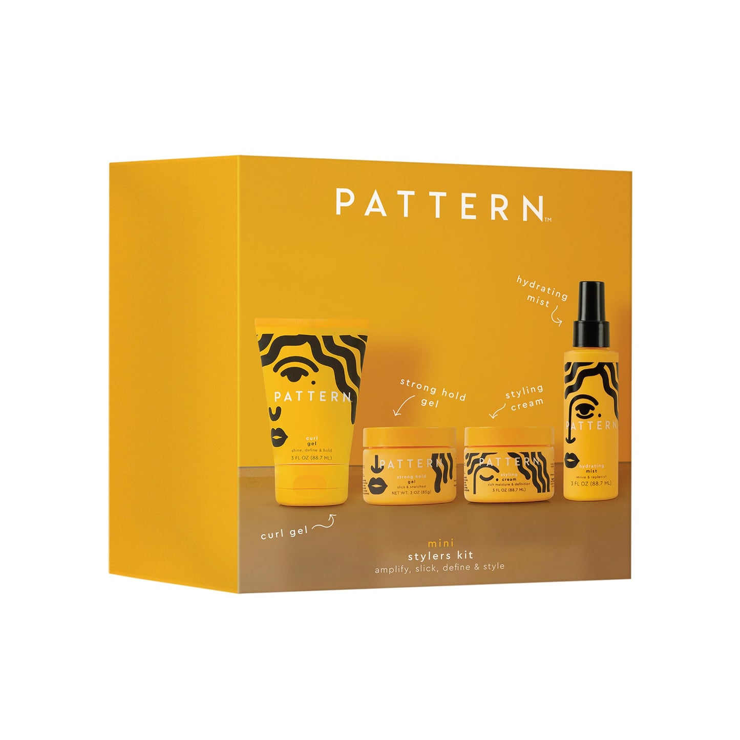 PATTERN Beauty Mini Stylers Kit 3 fl oz. - for Curly, Coily & Tight Textured Hair - Includes Hydrating Mist, Curl Gel, Styling Cream & Strong Hold Gel Beauty & Personal Care PATTERN