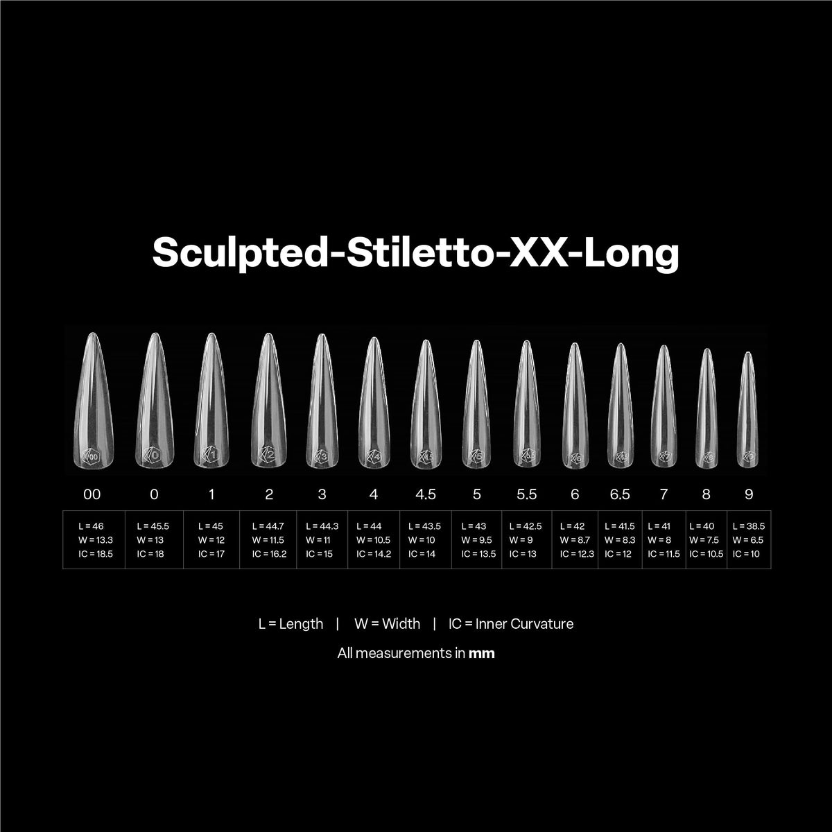 Apres Gel-X Sculpted Box of Nail Tips, 14 Sizes 00-9, Soft Gel Tip Box (210pcs) (Sculpted Stiletto Extra Extra Long, 210)