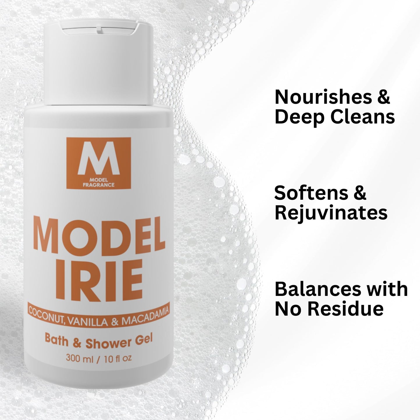 Model Irie Gourmand Body Gel | Coconut, Vanilla, and Macadamia Scented | Hydrating, Nourishing, and Refreshing Shower Gel | Scented Spa Products | Beauty & Personal Care MODELFRAGRANCE