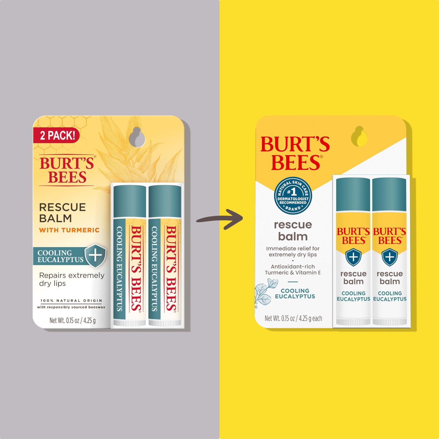 Burt's Bees 100% Natural Origin Rescue Lip Balm With Beeswax and Antioxidant-Rich Turmeric Promotes Healing Of Extremely Dry Lips, Cooling Eucalyptus Beauty and Personal Care Burt's Bees