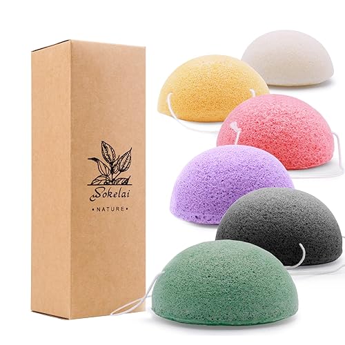 Konjac Facial Sponges for Cleansing Exfoliating - Konjac Face Sponge for Washing Face Body, Natural Cleaning Puff Buff Scrubber for Shower Bath SPA Beauty & Personal Care wokelai