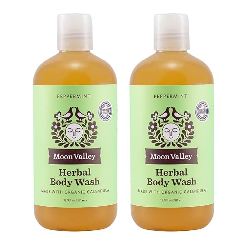 Herbal Body Wash, Peppermint by Moon Valley, All Natural Ingredients, No Parabens, Vegan, Moisturizing Essential Oils, Two Pack Beauty & Personal Care Moon Valley Organics