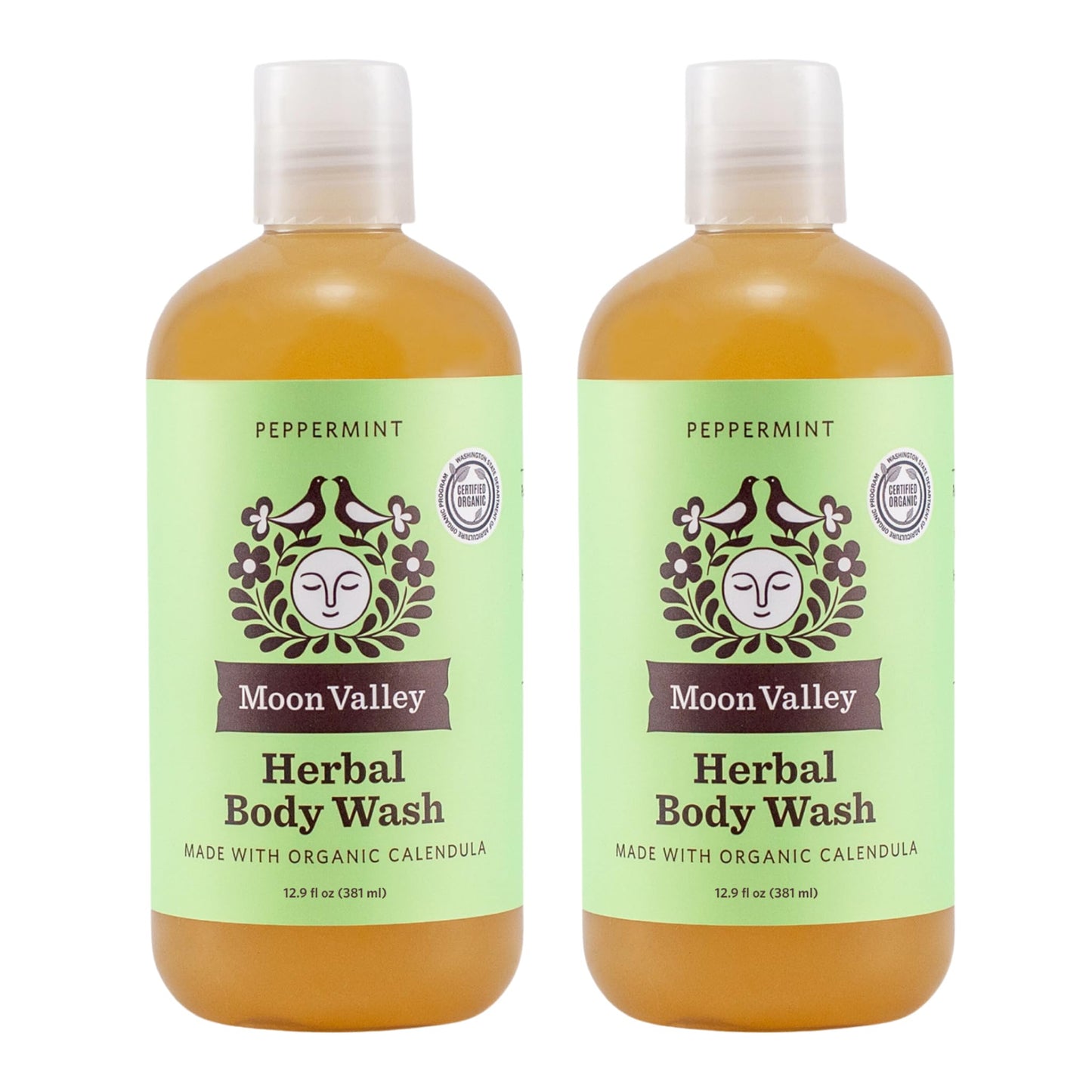 Herbal Body Wash, Peppermint by Moon Valley, All Natural Ingredients, No Parabens, Vegan, Moisturizing Essential Oils, Two Pack Beauty & Personal Care Moon Valley Organics