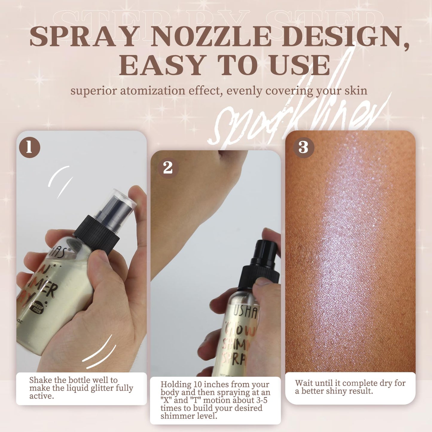Body Glitter Spray, Body Shimmer Spray Quick Drying Body Glow Shimmer Long-Lasting Shiny Glitter Spray for Women Men for St. Patrick's Day, Party Beauty & Personal Care BRIMFULITE