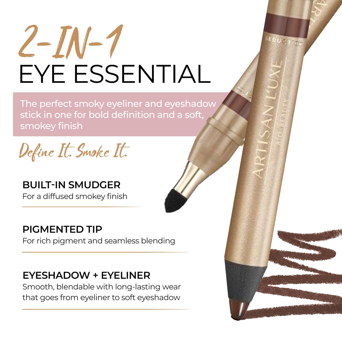 Artisan L'uxe Beauty Velvet Jumbo Dark Chocolate Brown Eyeliner with Free Sharpener | Blendable Makeup for Smokey Eyes - Waterproof Smudge Proof