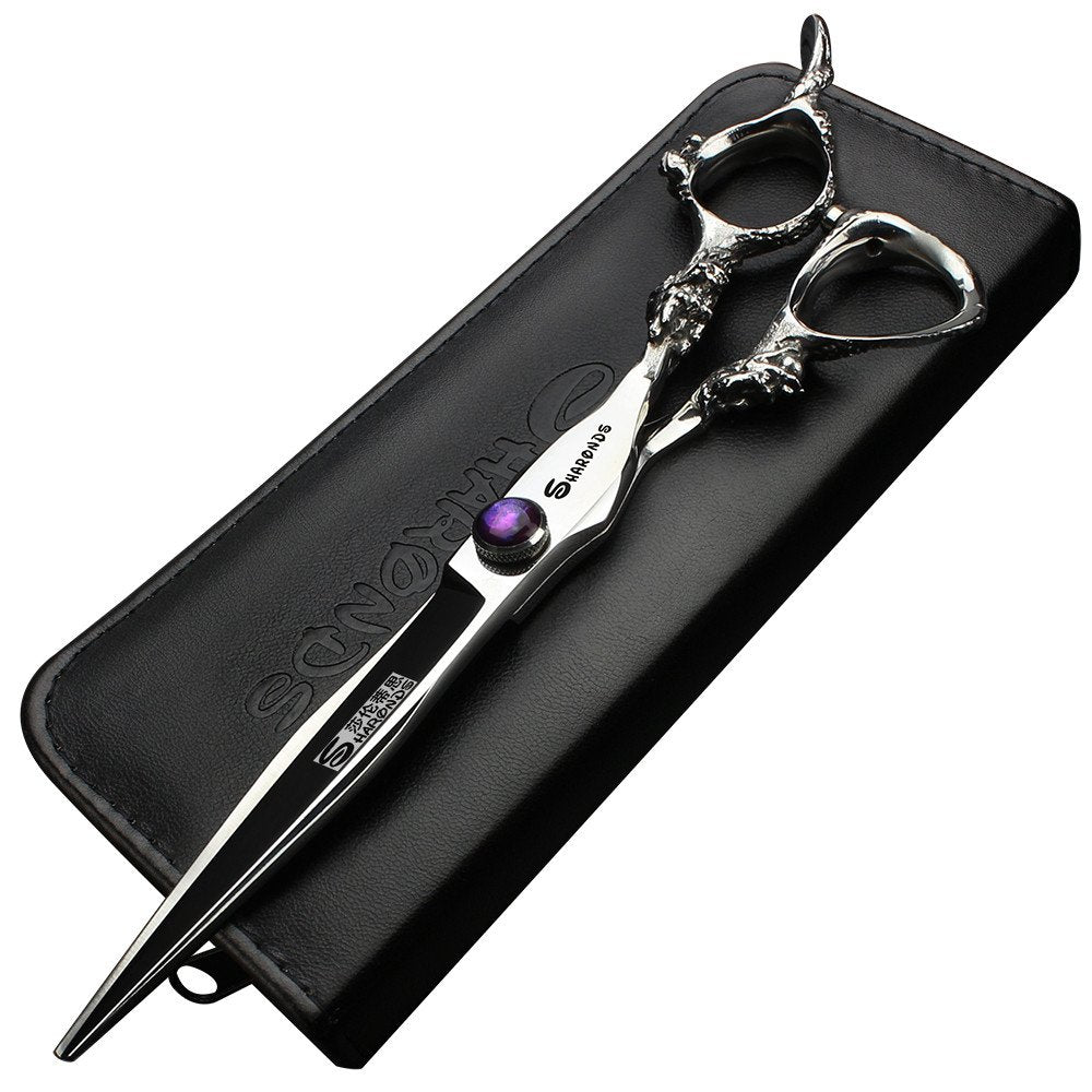 7 inch barber scissors,purple diamond barber scissors(7 Inch Flat-AA)