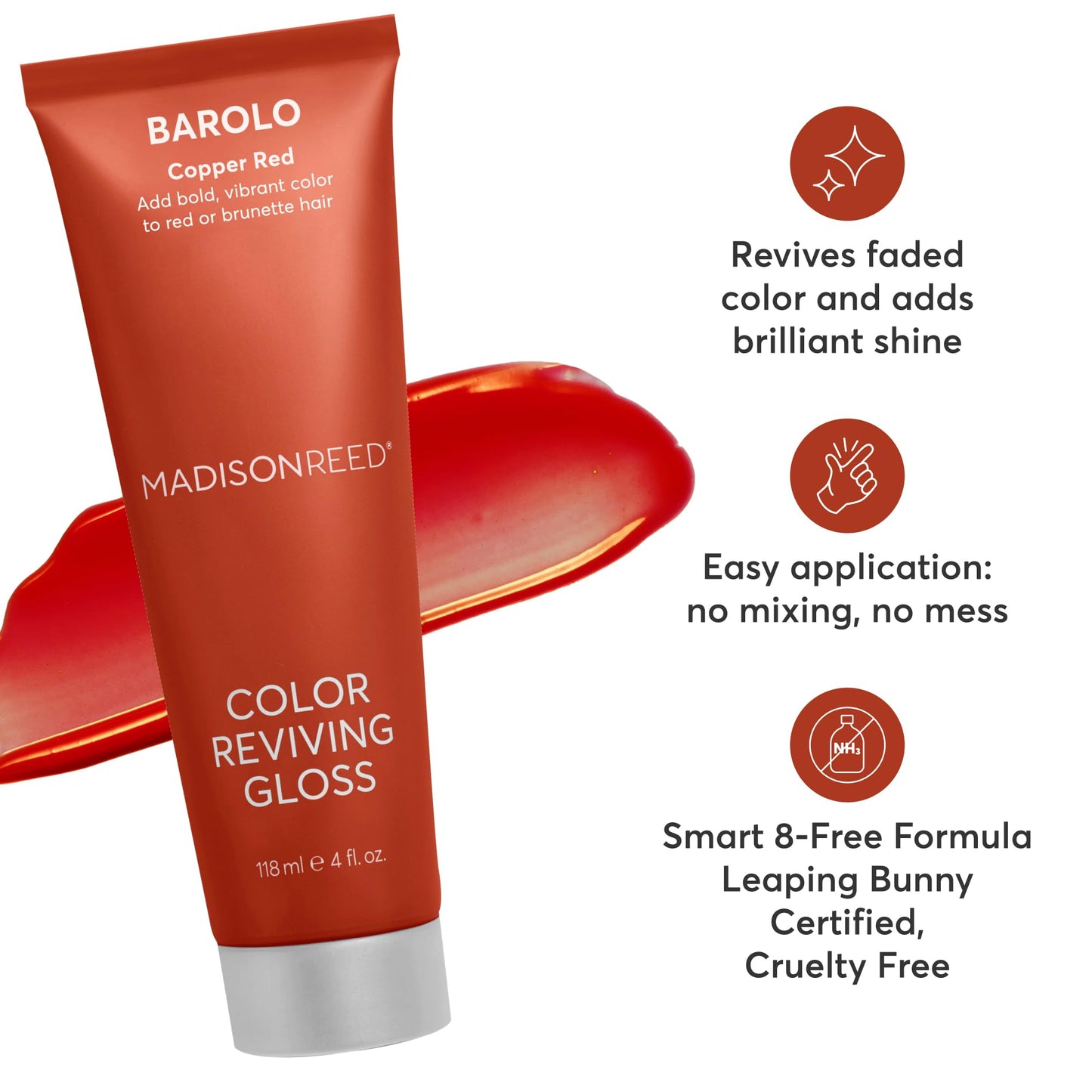Madison Reed Color Reviving Gloss - Barolo Red | Semi-Permanent, Color Depositing Gloss for Brunette & Red Hair, Revives Faded Red Tones, Boosts Beauty & Personal Care Madison Reed