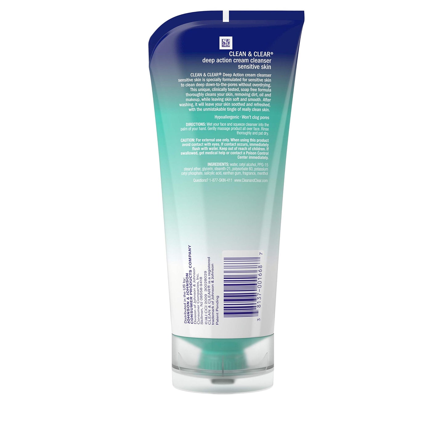Clean & Clear Deep Action Cream Facial Cleanser for Sensitive Skin, Gentle Daily Face Wash with Oil-Free, 6.5 oz Beauty & Personal Care Clean & Clear
