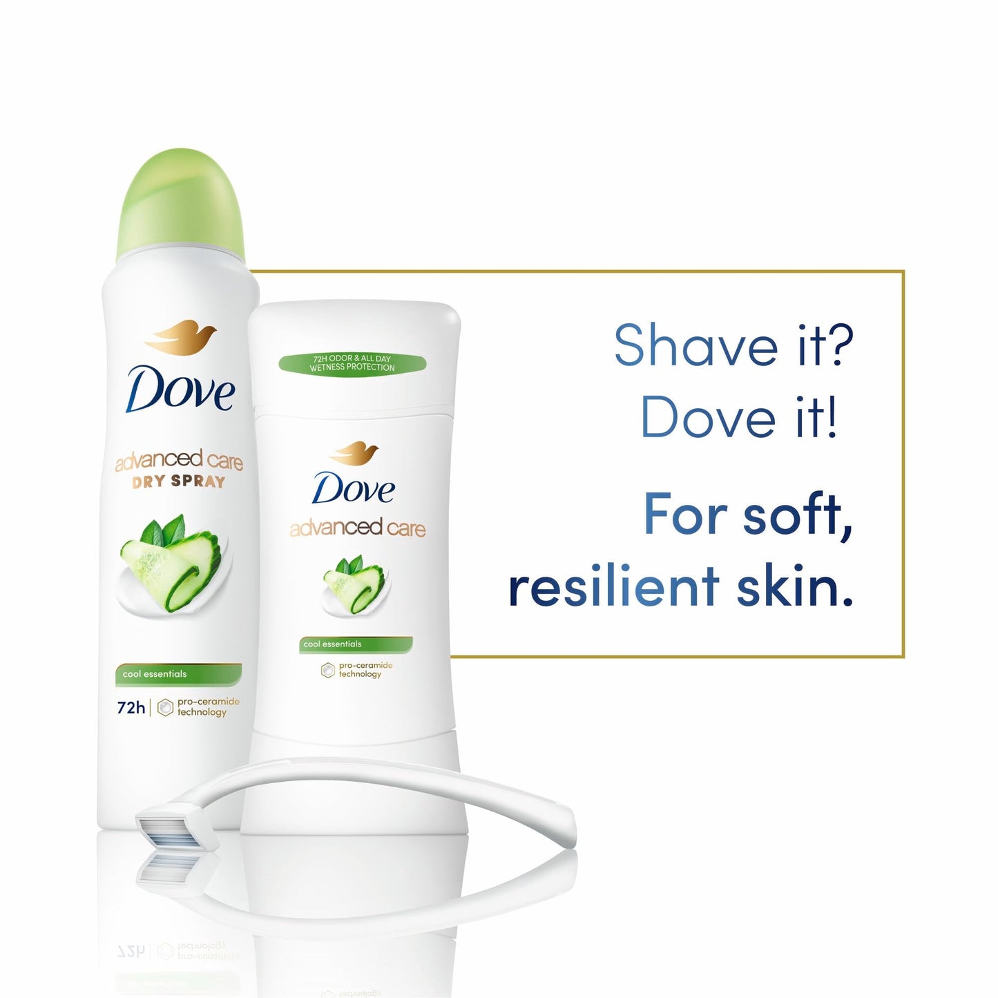 Dove Advanced Care Antiperspirant Deodorant Stick Cool Essentials 4 ct for helping your skin barrier repair after shaving 72 hour odor control Beauty and Personal Care Dove