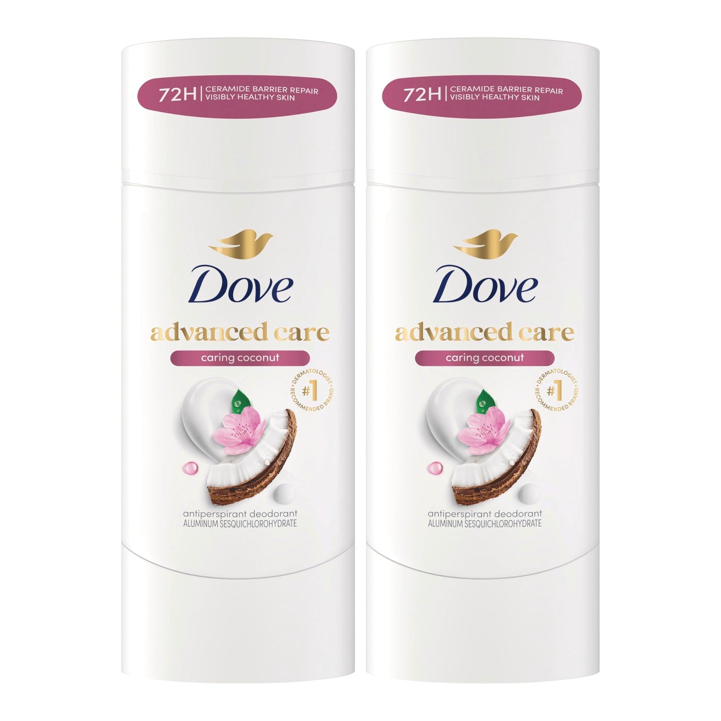 Dove Advanced Care Antiperspirant Caring Coconut, 2 Count Deodorant Stick for Women, for 48 Hour Protection And Soft And Comfortable Underarms, 2.6 oz Beauty and Personal Care Dove