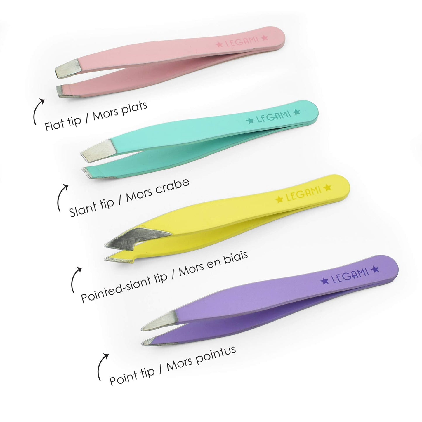 Legami - Bye Bye Frida Set of 4 Mini Tweezers, 5 x 0.5 cm, Stainless Steel, Reach Hidden Hairs with The Most Suitable Tip, Flat Tip, Angled Tip Beauty and Personal Care Legami