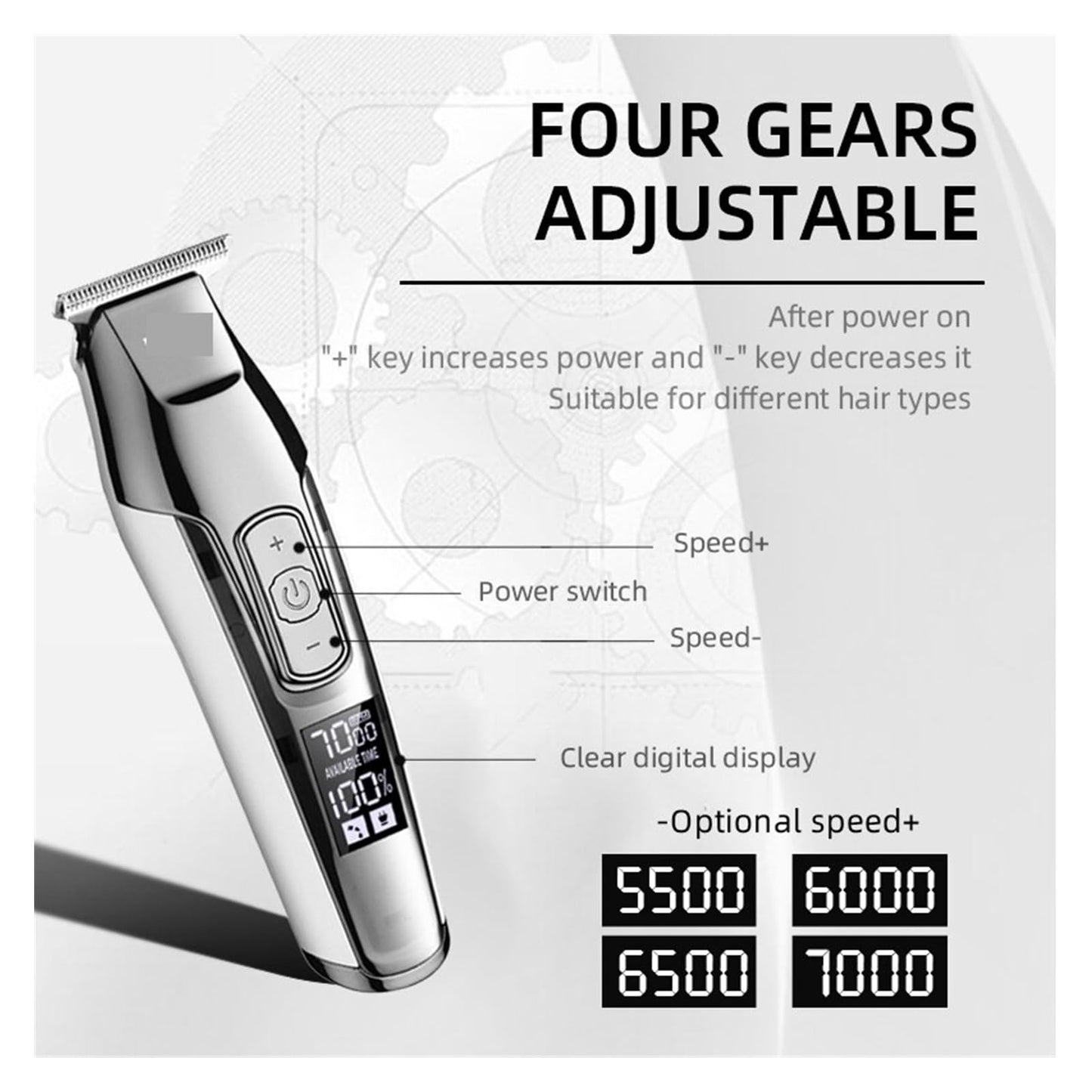 Razors Professional Hair Clipper Beard Trimmer for Men Adjustable Speed LED Digital Carving Clippers Electric Razor KM-5027 Beauty and Personal Care EWKYLSEM