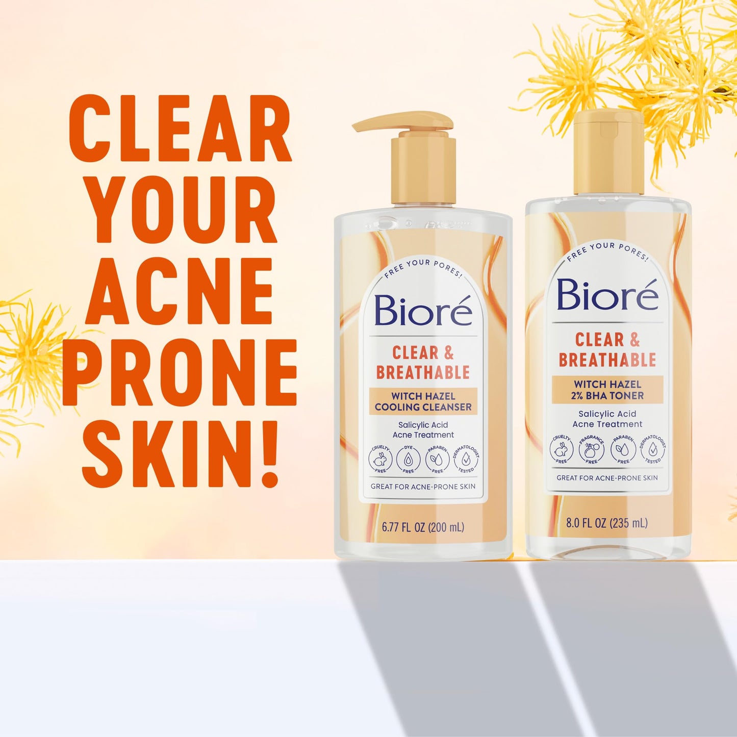 Biore Clear & Breathable Cooling Cleanser with Witch Hazel, Acne Treatment for Face, Face Scrub for Oily Skin, Salicylic Acid Cleanser, 6.77 Oz Beauty & Personal Care Bioré