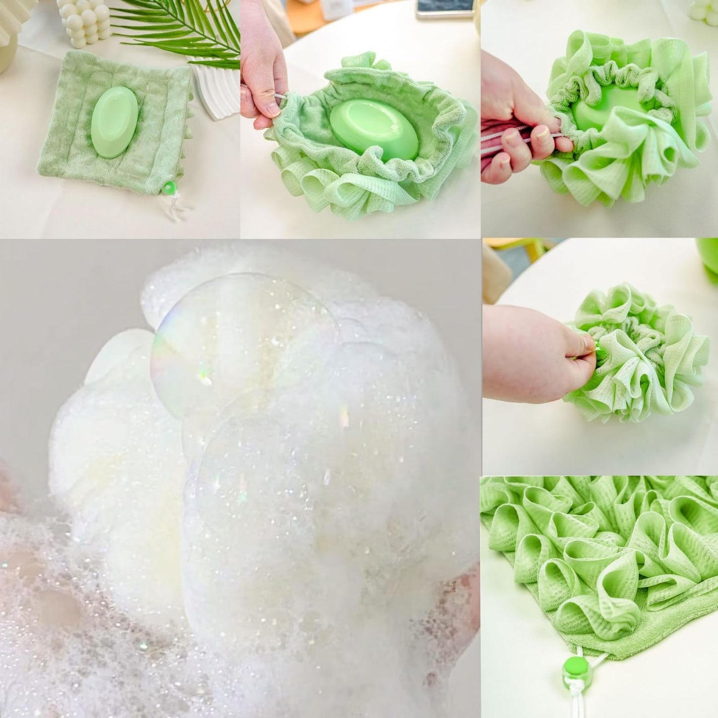 Wash Cloth Loofah Combo, The Soft Loofah and Washcloth, 2 in 1 Bath Loofahs Sponge, Loofahs Exfoliation, for Cleansing and Smooth Skin Beauty and Personal Care VOKETE
