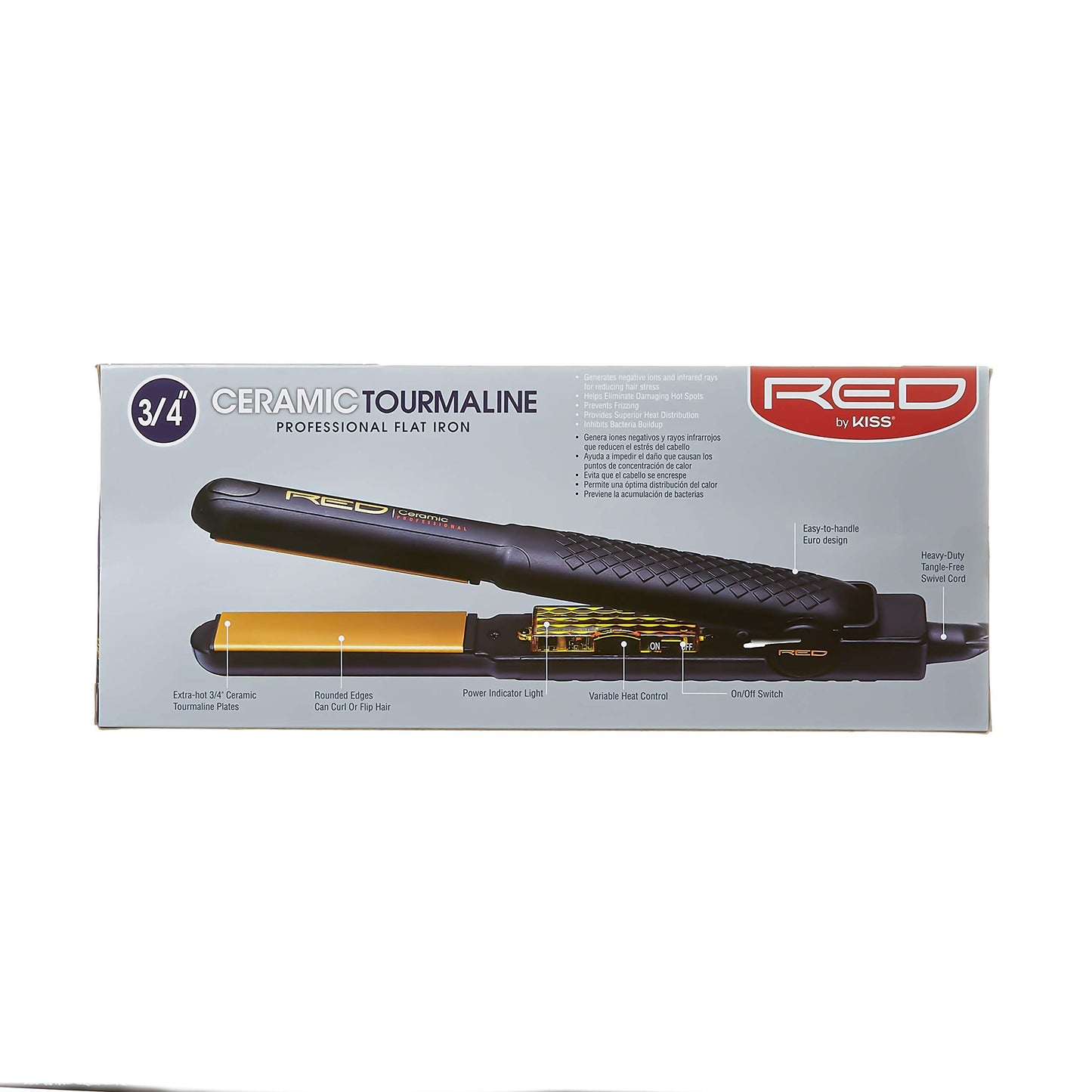 Kiss Products Red Ceramic Tourmaline Professinal Flat Iron, 0.75 Inch, 1 Pound Beauty & Personal Care Kiss Products