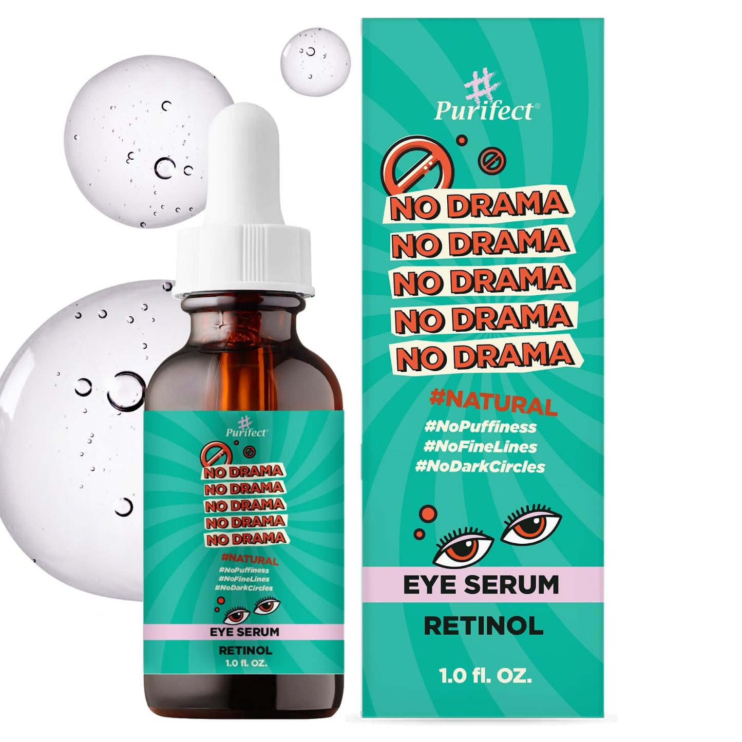 Purifect No Drama Retinol Eye Serum for Women & Men - Under Eye Serum Treatment with Vitamin E, Anti Aging Support, Helps Dark Circles, Fine Lines Beauty & Personal Care Purifect by Symphony Beauty