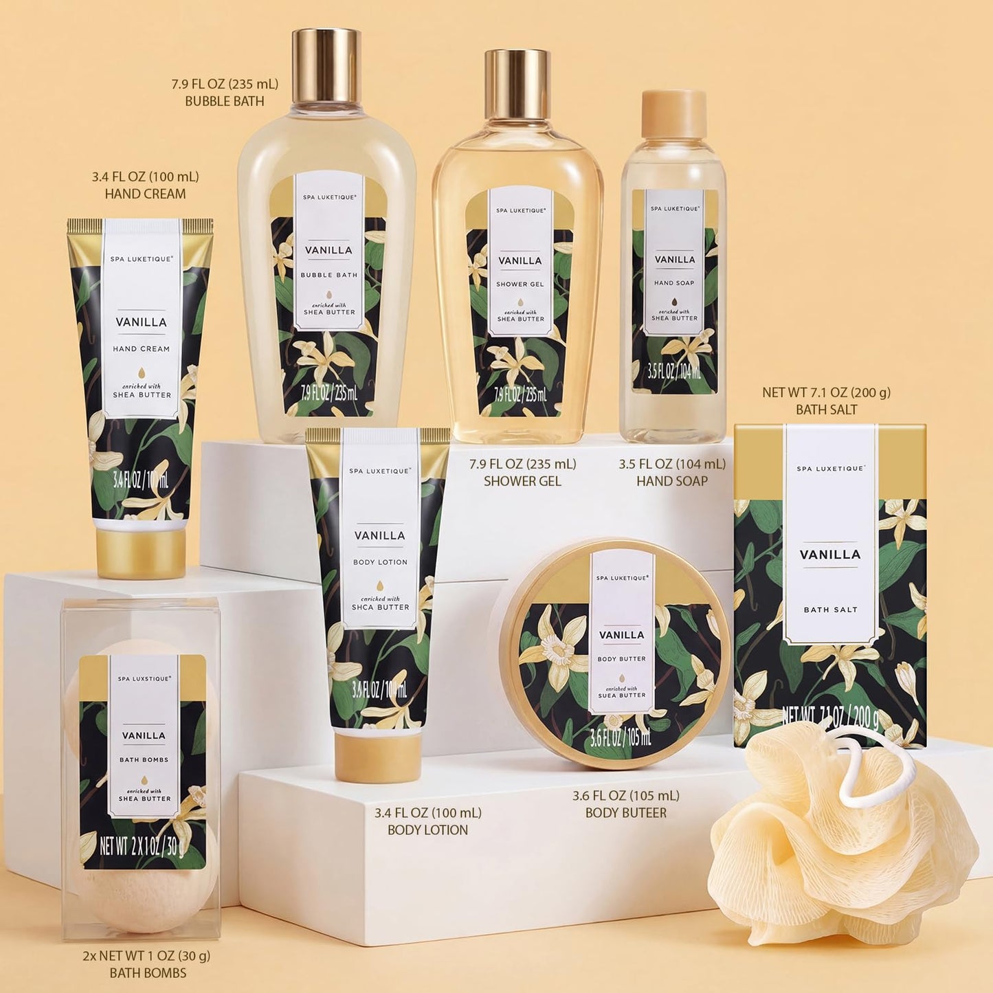 spa luxetique Bath Sets for Women Gift - 10PCS Vanilla Scent Spa Kit, Spa Gift Baskets for Her Birthday, Mother's Day Gifts for Women, Mother, Wife Beauty and Personal Care spa luxetique