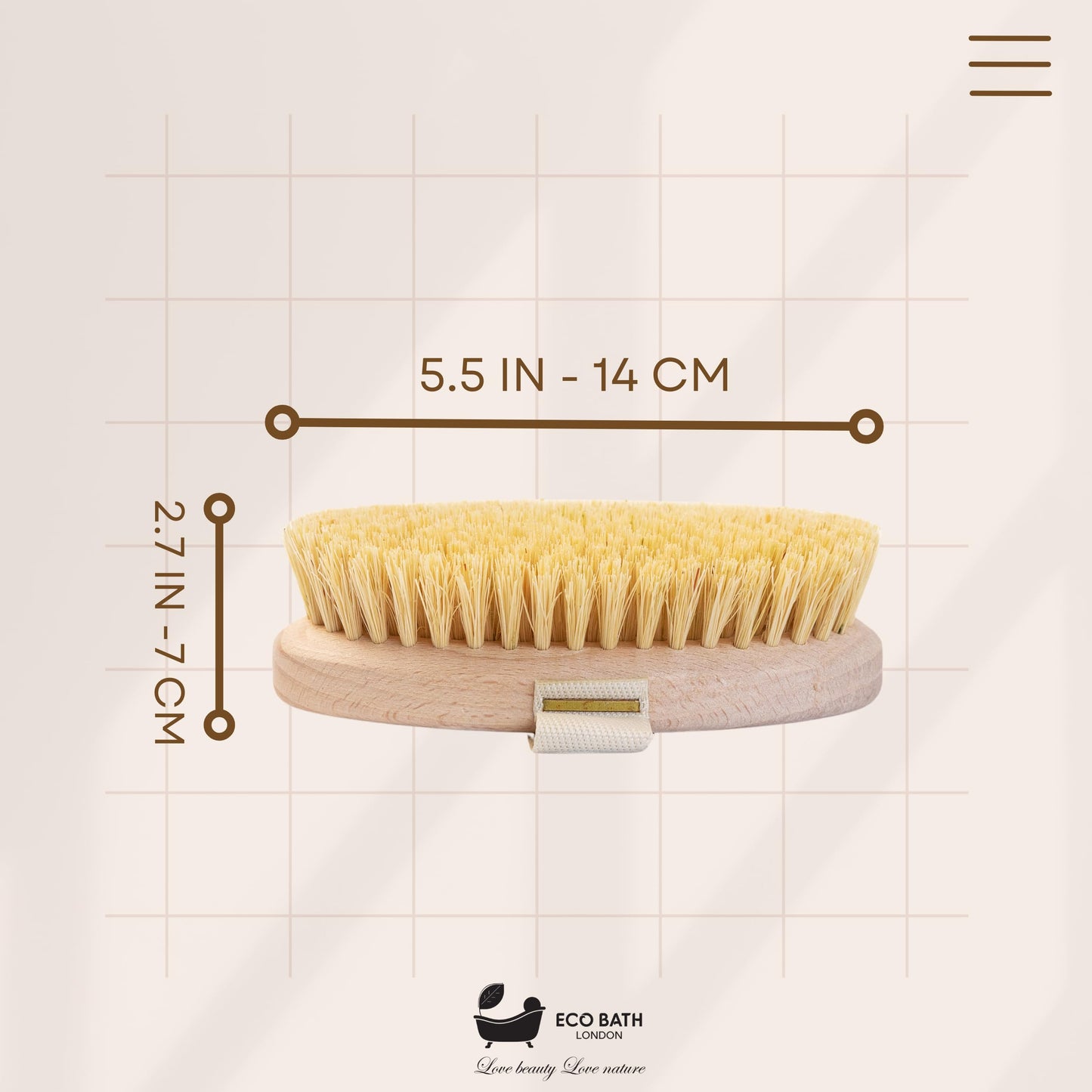 Eco Bath London Natural Sisal Massage Hand Brush - Dry Brushing Body Brush for Exfoliation and Improved Circulation, Natural Bristle Body Scrubber Beauty and Personal Care Eco Bath London