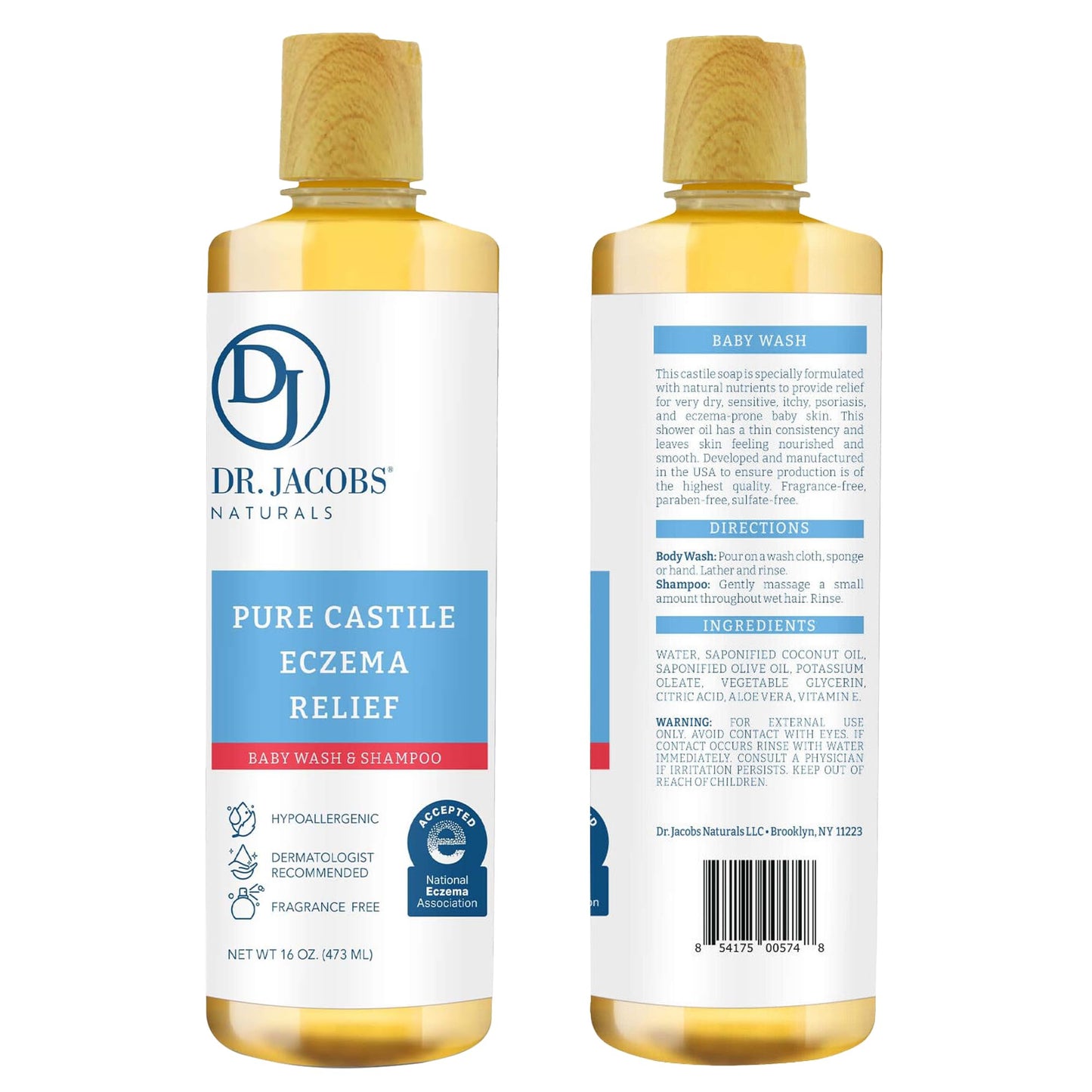 Dr. Jacobs Pure Castile Baby Wash - Effective Body Wash to Relieve Baby Eczema - Gentle Shampoo and Unscented Soap for Sensitive Skin Beauty & Personal Care DR.JACOBS NATURALS