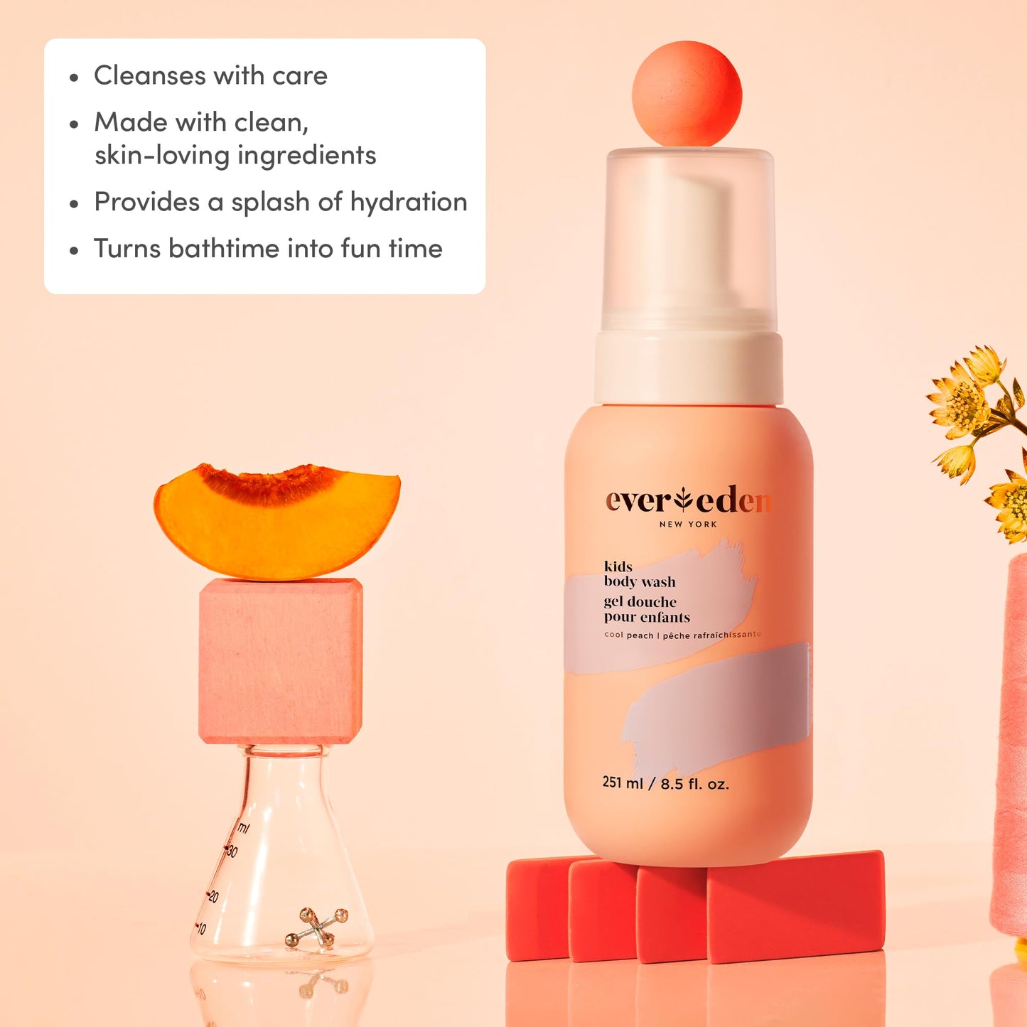 Evereden Travel Kids Body Wash, Dermatologist-Tested, TSA-Friendly, Peach Beauty and Personal Care Evereden