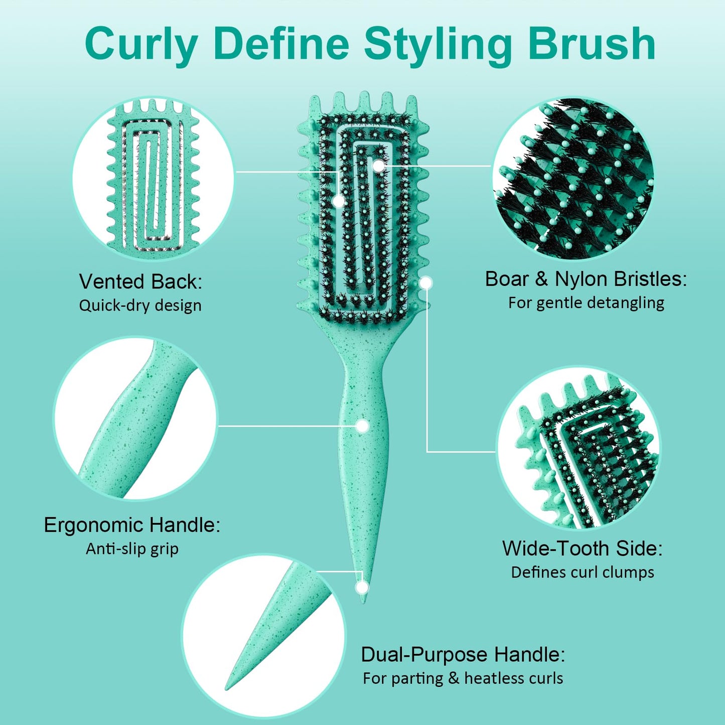 Curly Hair Brush, Curl Defining Brush with Soft Boar Bristles Detangling Tangled Glides, Wide-Teeth Design Effortlessly Shaping & Defining Curls Beauty and Personal Care Weldilgit