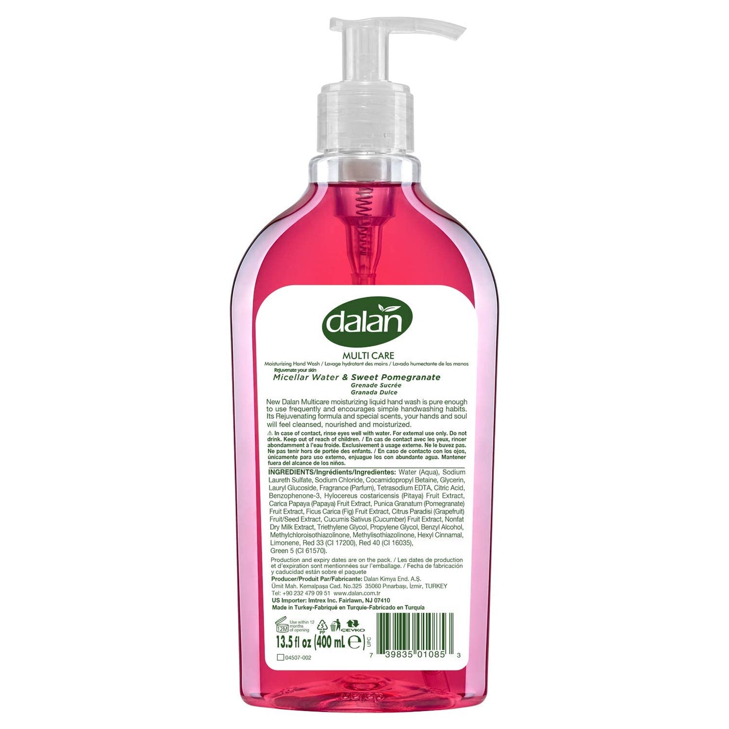 Dalan Sweet Pomegranate Multicare Ultra Moisturizing Liquid Hand Soap for Normal and Dry Hands Fresh Clean and Soft Feeling (13.5 Fl Oz / 400 mL (Pack Beauty & Personal Care Dalan