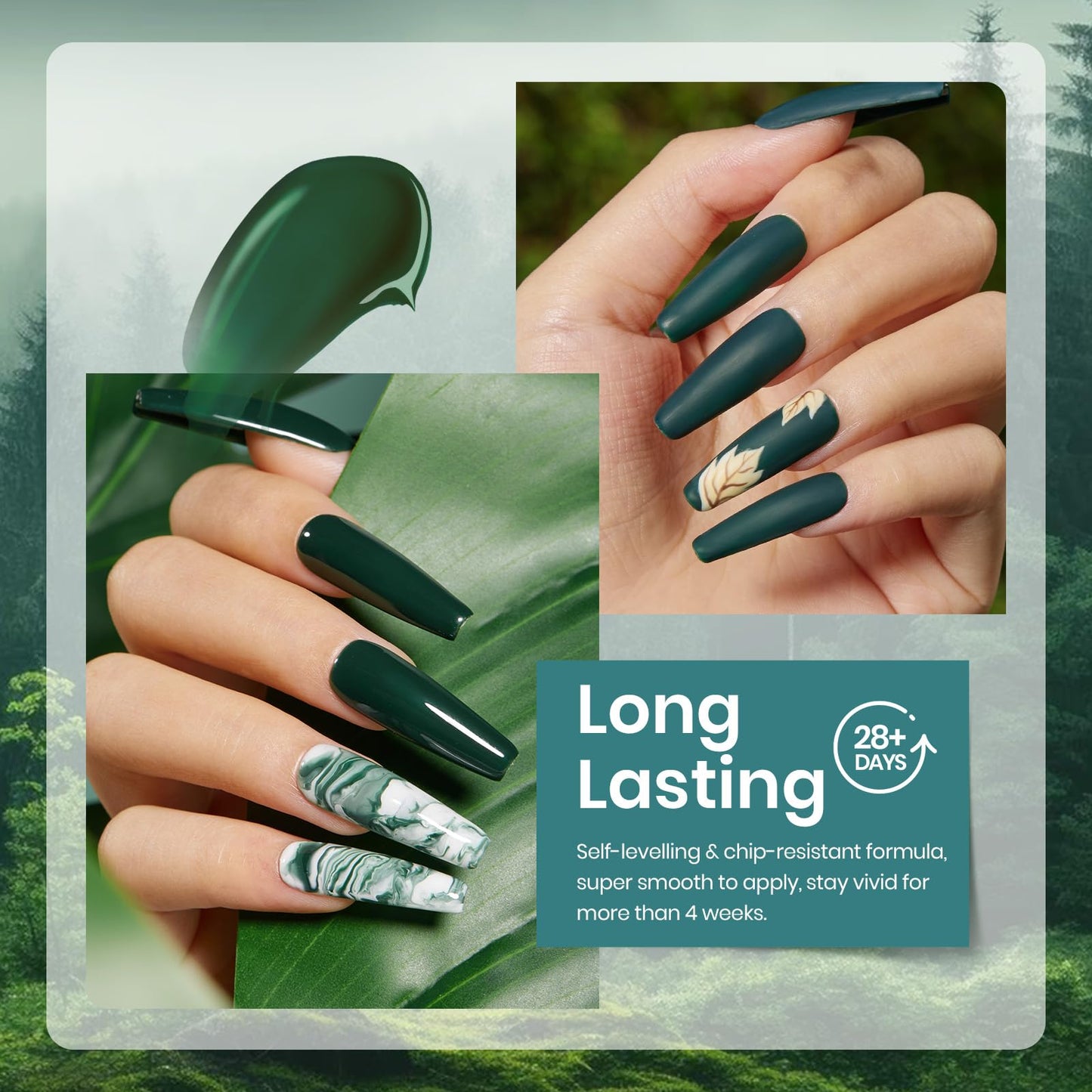 Beetles Green Gel Nail Polish Set, 6 Colors Dark Green Gray Blue Baby Blue Color Gel Nail Polish Misty Soak Off DIY Home Uv Nails Gifts for Women Beauty & Personal Care beetles Gel Polish