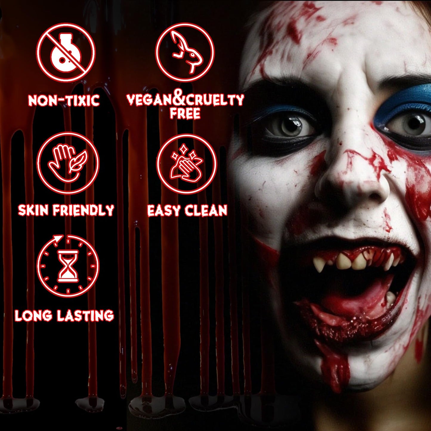 Halloween Fake Blood Makeup Kit, Blood Spray 2.1oz + Dripping 2.1oz + Coagulated 1.41oz(3PCS), Washable Realistic SFX Makeup for Cosplay, Clothes Beauty & Personal Care METINIMI