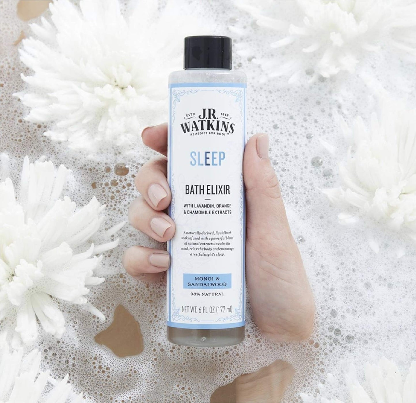 J.R. Watkins Sleep Bath Elixir, Liquid Bath Soak, Monoi & Sandalwood with Natural Extracts, No Salt, No Residue, 6 oz Beauty and Personal Care J.R. Watkins
