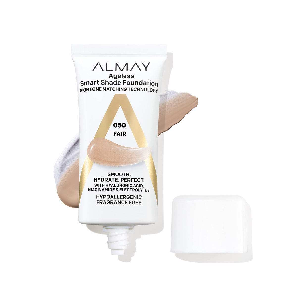 Almay Anti-Aging Foundation, Smart Shade Face Makeup with Hyaluronic Acid, Niacinamide, Vitamin C & E, Hypoallergenic-Fragrance Free, 050 Fair, 1 Fl Beauty & Personal Care Almay