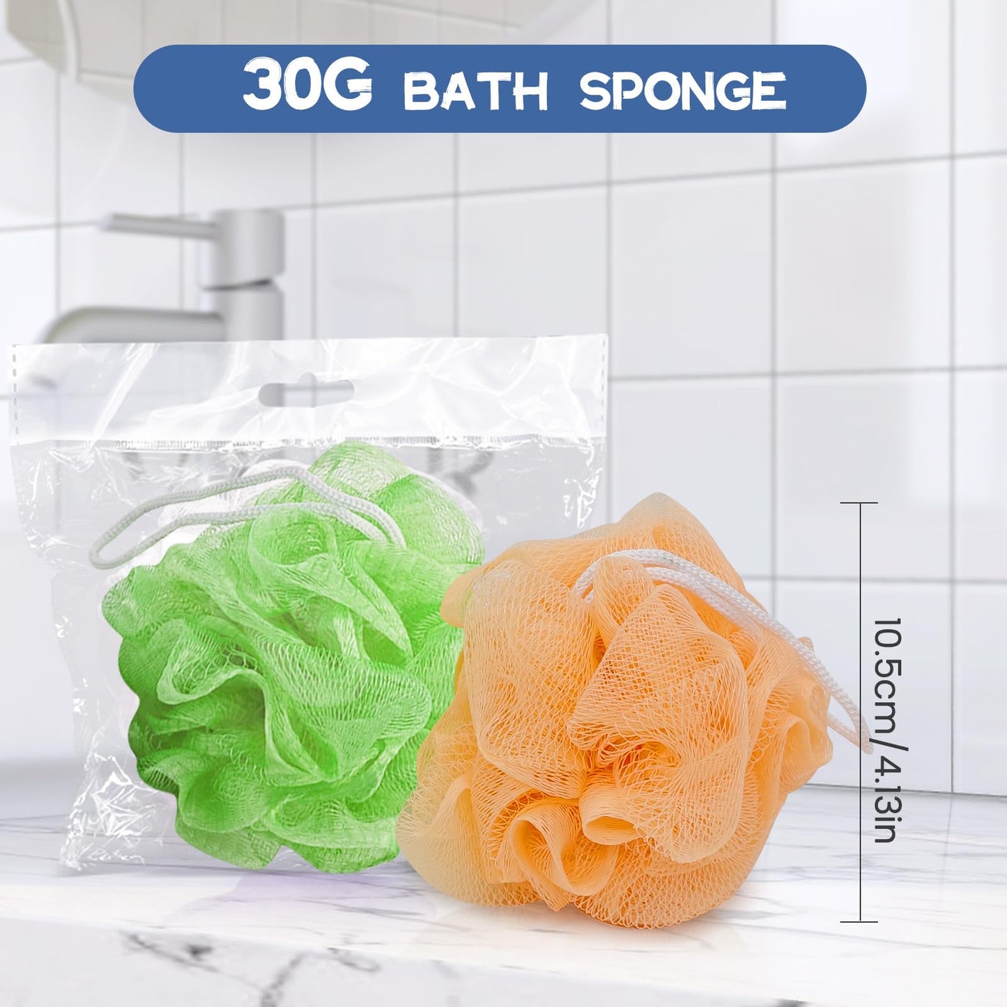 (50 Pack) Kheoxusa Loofah Individually Wrapped,Individually Wrapped Loofah,Travel Size Shower Bath Scrunchies,Sponges Pouf Mesh for Body Bath Shower Beauty and Personal Care Kheoxusa