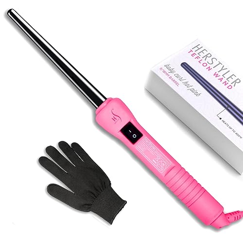 Herstyler Baby Curls Small Curling Wand - Mini Curling Iron - 1/2 to 3/4 Tapered - Small Barrel - Skinny - Pink Beauty & Personal Care HerStyler