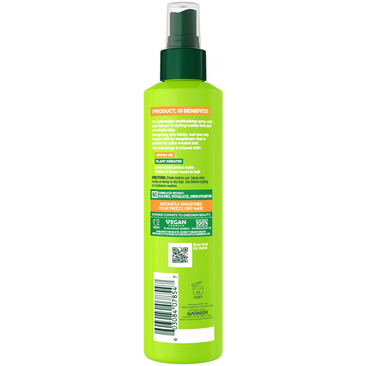 Garnier Fructis Sleek & Shine 10-in-1 for Frizzy, Dry Hair, Plant Keratin, 8.1 Fl Oz, 1 Count (Packaging May Vary) Beauty & Personal Care Garnier