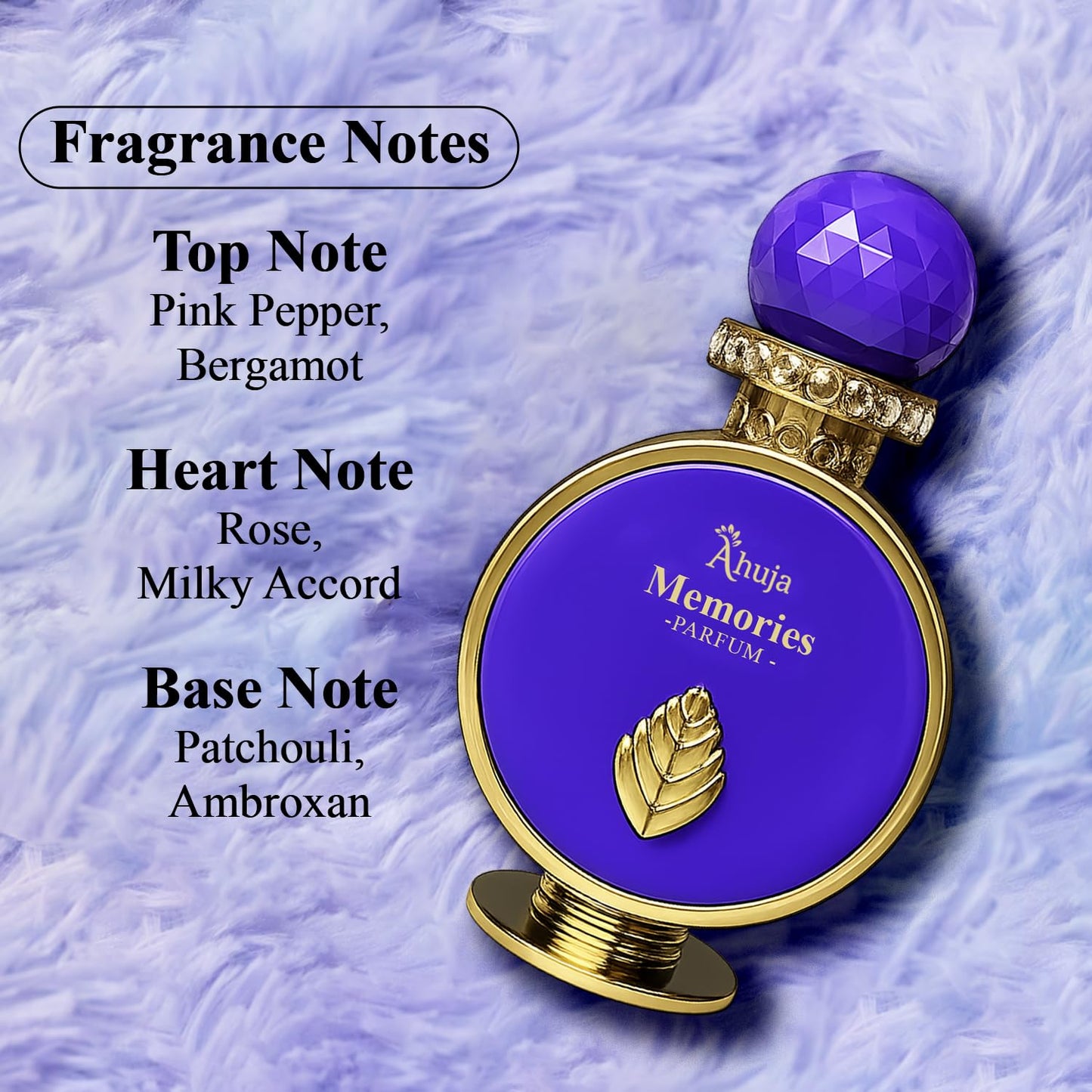 AHUJA Memories - 3.4 oz Parfum | Unisex Elegant Floral Amber Scent | 30% Long Lasting Oil | Pink Pepper, Bergamot, Rose, Milky Accord, Patchouli Beauty & Personal Care AHUJA
