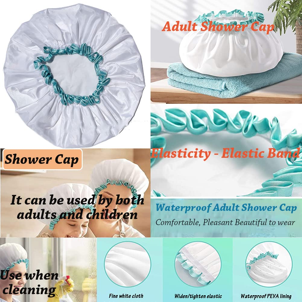 AKOAK 1 Pack Shower Cap, Durable Breathable Adult Shower Cap, Waterproof/Reusable Shower Hair Cap, Bathroom Accessories for Women and Girls (White) Beauty and Personal Care AKOAK