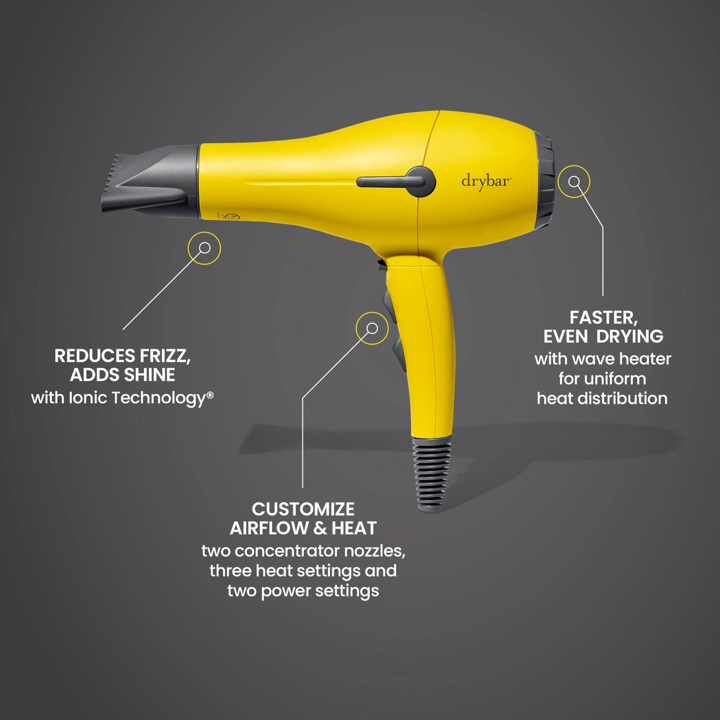 Drybar The Buttercup Blow-Dryer - Faster Drying, More Shine, Less Frizz - Ultra Powerful yet Lightweight Professional Hair Dryer Beauty & Personal Care Drybar