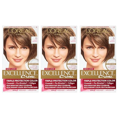 L'Oreal Paris Excellence Creme, 6 Light Brown, Pack of 3, (Packaging May Vary) Beauty & Personal Care L'Oreal Paris