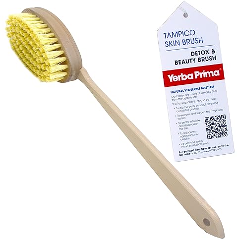 Yerba Prima Tampico Skin Brush for Exfoliation, Dry Brushing, and Blood Circulation with Natural Fiber Bristles and an All-Natural Maple Wood Handle Beauty & Personal Care Yerba Prima