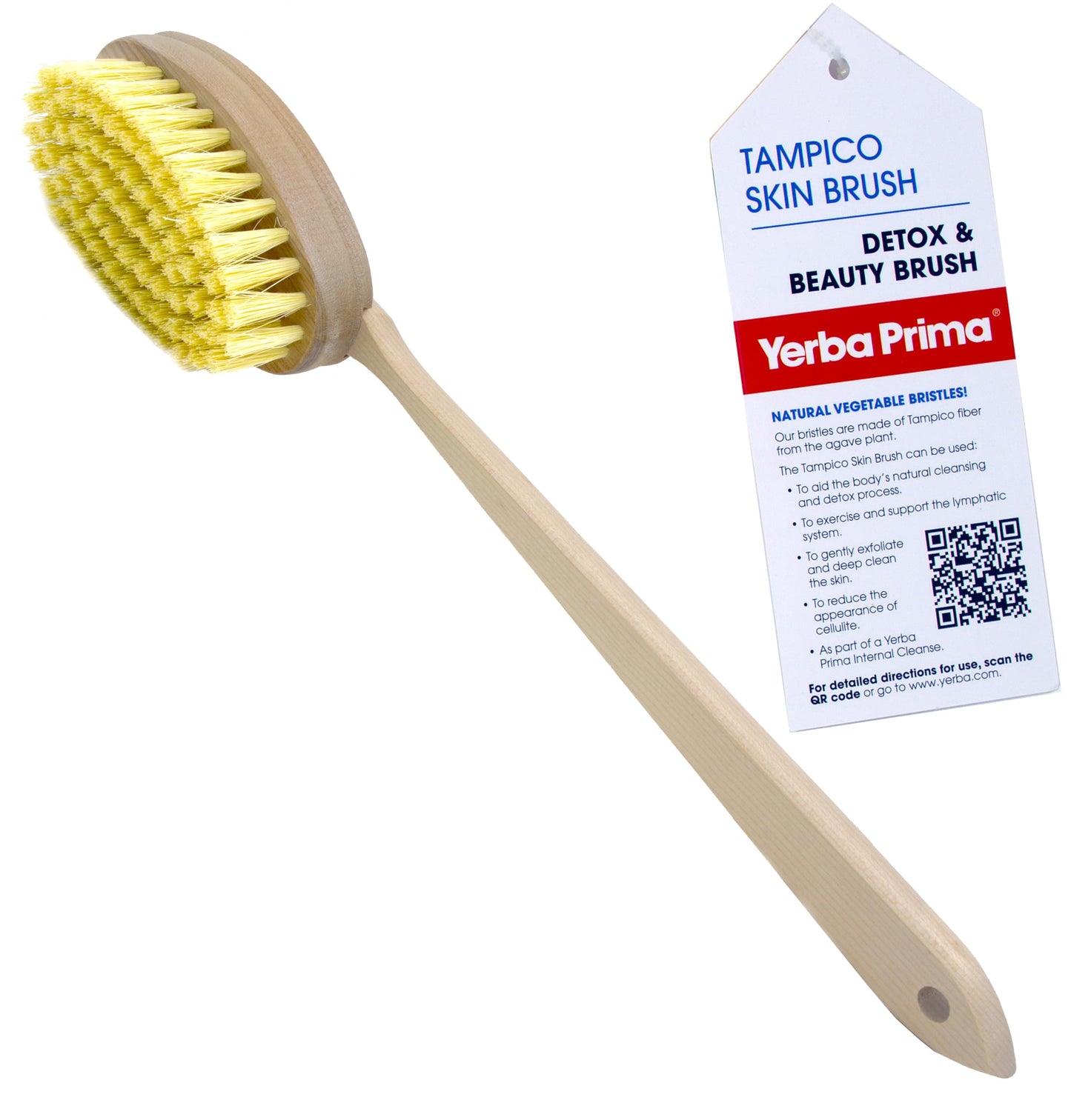 Yerba Prima Tampico Skin Brush for Exfoliation, Dry Brushing, and Blood Circulation with Natural Fiber Bristles and an All-Natural Maple Wood Handle Beauty & Personal Care Yerba Prima